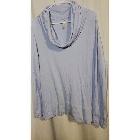 Green Tea Soft & Yummy Cowl Neck Top Women's XL Ice Blue Long Sleeve Pullover - Picture 3 of 9